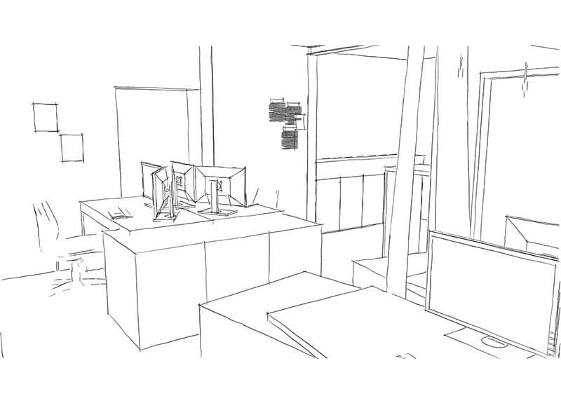 Zeichnung Büro